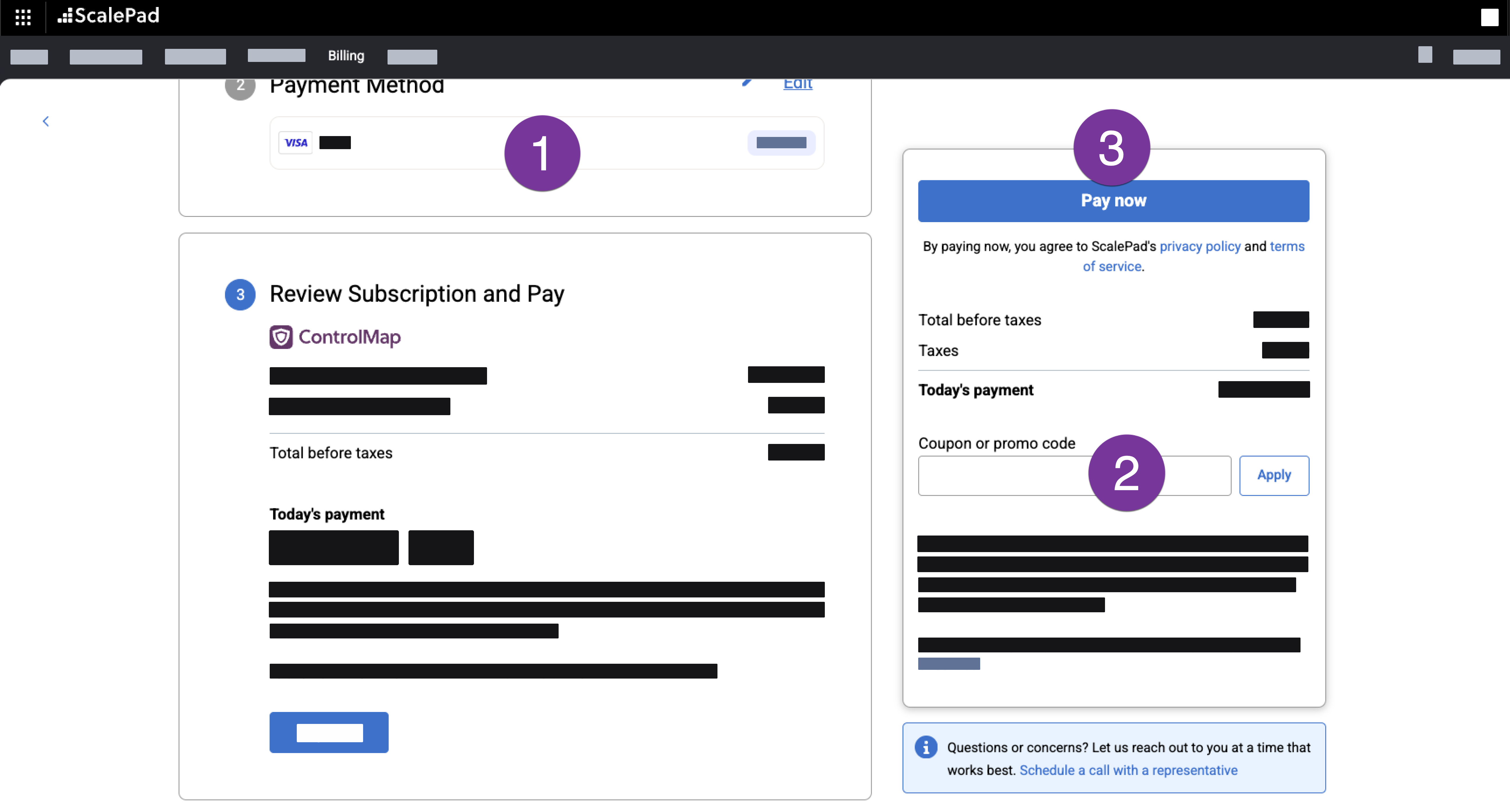 Enter billing information > add promo code > click Apply > Pay now.png