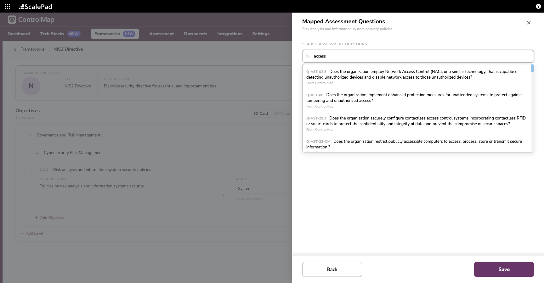 Searching the assessment-question library to map questions