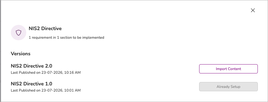 The Versions list — clients choose which published version to import